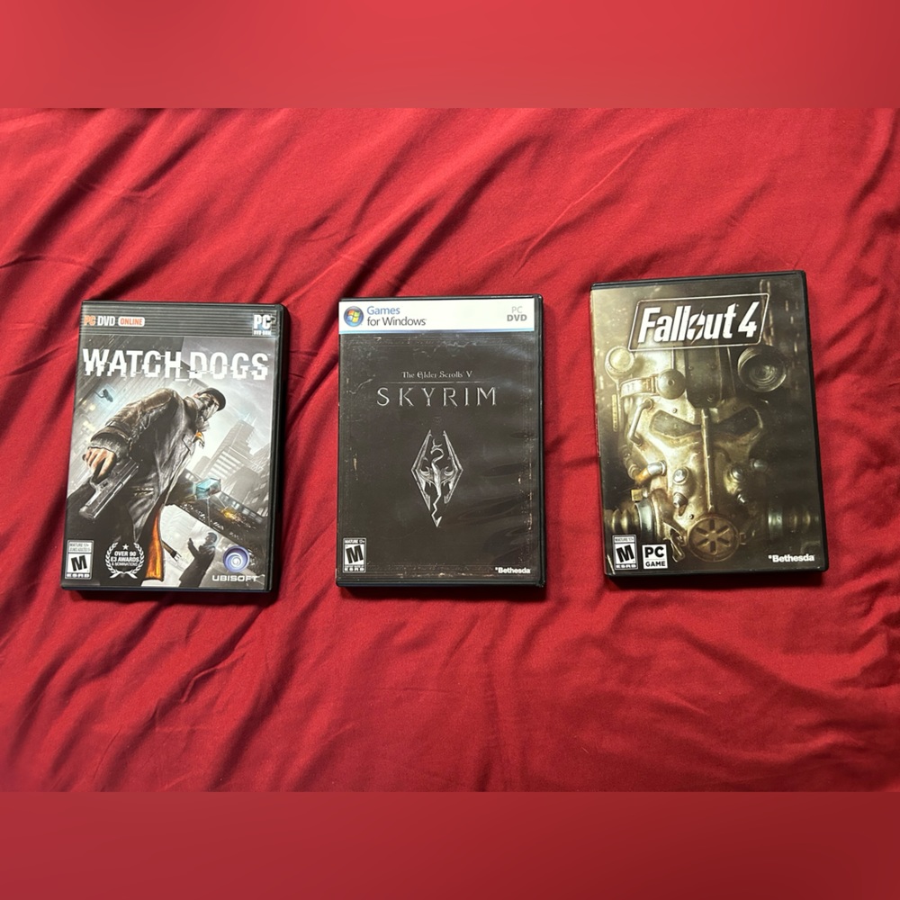 Lot of 3 Video Games for PC Skyrim- Fallout 4- Watchdogs